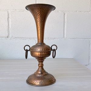 Vintage Copper 🍋 Handmade Hammered Pebbled Vase Home Decor Accent Made in Italy